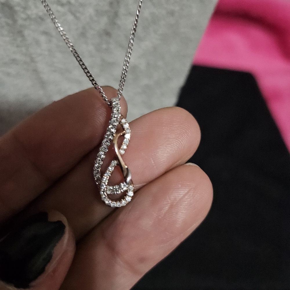 Sterling silver and rose gold tone necklace - Picture 3 of 5